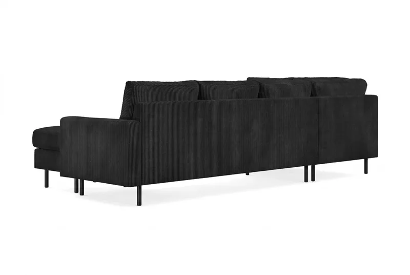 Peppe 4-sits Vänstervänd U-formad Soffa med Divan och Schäslong i Manchester - Svart - Möbler - Soffa - U-soffa