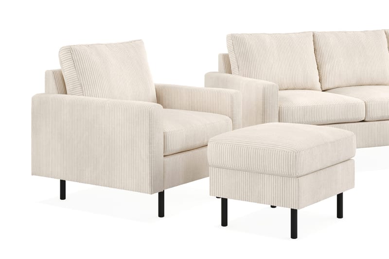 Peppe Soffgrupp 3-sits Soffa + Fåtölj + Fotpall i Manchester - Beige - Möbler - Soffa - Soffgrupp