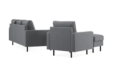 Peppe Soffgrupp 3-sits Soffa + Fåtölj + Fotpall i Tyg - Ljusgrå - Möbler - Soffa - Soffgrupp