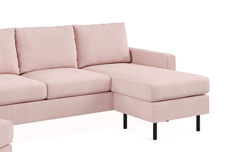Peppe Soffgrupp 3-sits Vändbar L-formad Divansoffa + Fåtölj + Fotpall i Manchester - Rosa - Möbler - Soffa - Soffgrupp