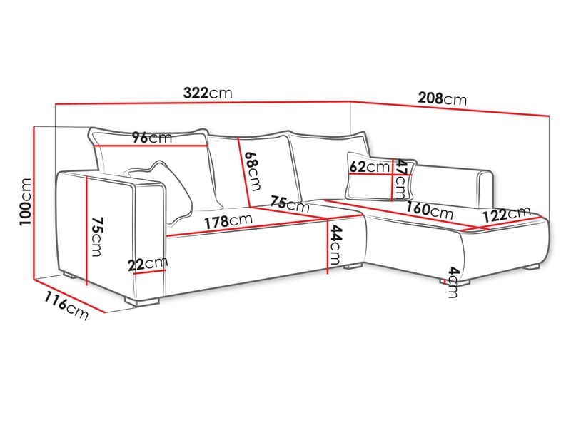Puente 4-sits Soffa med divan - beige - Möbler - Soffa - Hörnsoffa