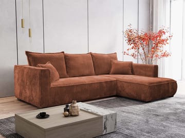 Puente 4-sits Soffa med divan - brun - Möbler - Soffa - Divansoffor & schäslongsoffa