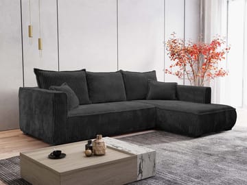 Puente 4-sits Soffa med divan - svart - Möbler - Soffa - Divansoffor & schäslongsoffa