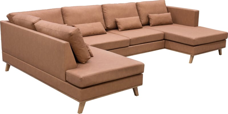 Ranger divanoffa brun PU - 322 cm lång - Cognac - Möbler - Soffa - U-soffa