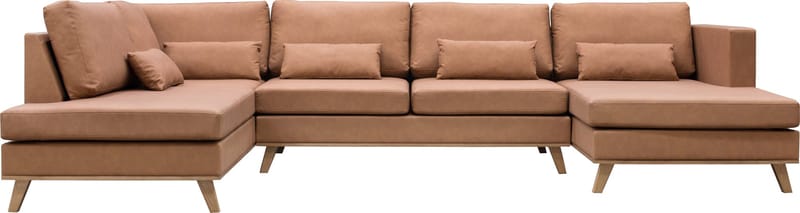 Ranger divanoffa brun PU - 322 cm lång - Cognac - Möbler - Soffa - U-soffa