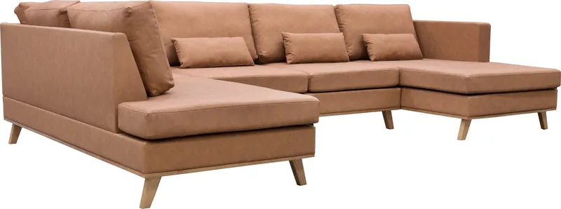Ranger divanoffa brun PU - 322 cm lång - Cognac - Möbler - Soffa - U-soffa