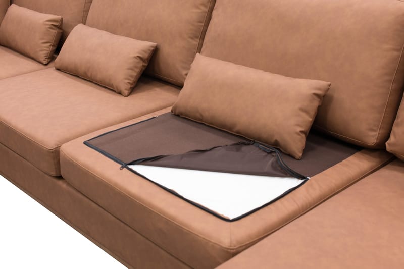 Ranger divanoffa brun PU - 322 cm lång - Cognac - Möbler - Soffa - U-soffa
