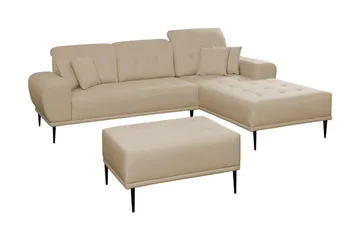 Rapale Soffgrupp Höger med Fotpall - Beige - Möbler - Soffa - Divansoffor & schäslongsoffa