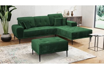 Rapale Soffgrupp Höger med Fotpall - Sammet/Grön - Möbler - Soffa - Divansoffor & schäslongsoffa