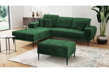 Rapale Soffgrupp Vänster med Fotpall - Sammet/Grön - Möbler - Soffa - Divansoffor & schäslongsoffa