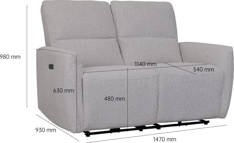 Reclinersoffa 2-sits elektrisk ställbar - Bouclè - Ljusgrå - Möbler - Soffa - Biosoffa & reclinersoffa