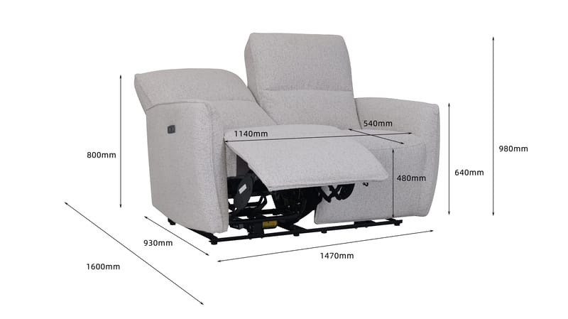 Reclinersoffa 2-sits elektrisk ställbar - Bouclè - Ljusgrå - Möbler - Soffa - Biosoffa & reclinersoffa