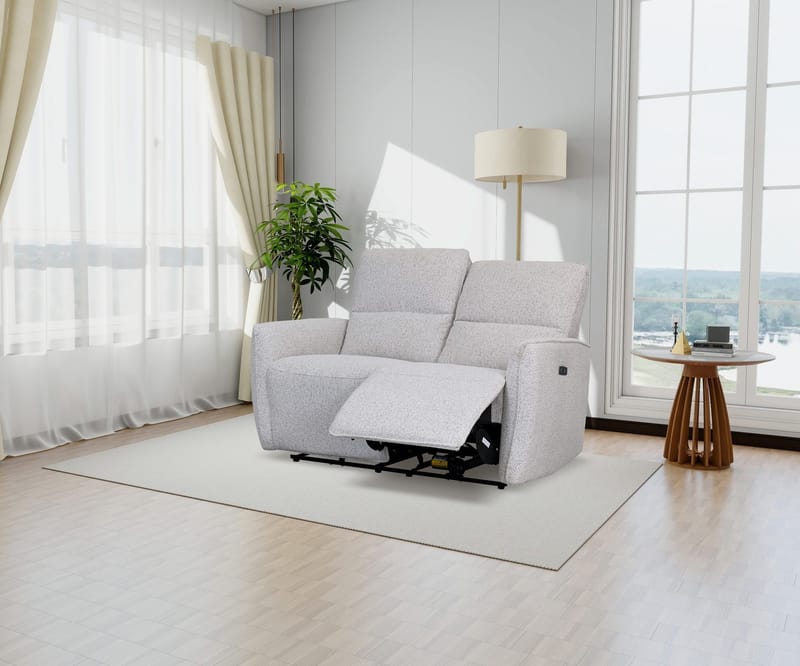 Reclinersoffa 2-sits elektrisk ställbar - Bouclè - Ljusgrå - Möbler - Soffa - Biosoffa & reclinersoffa