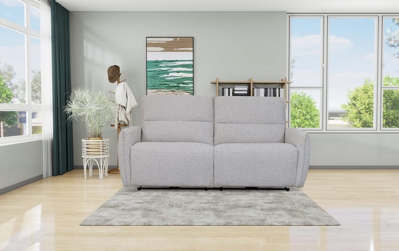 Reclinersoffa 3-sits - Ljus bouclè - Eldriven - Ljusgrå - Möbler - Soffa - Biosoffa & reclinersoffa