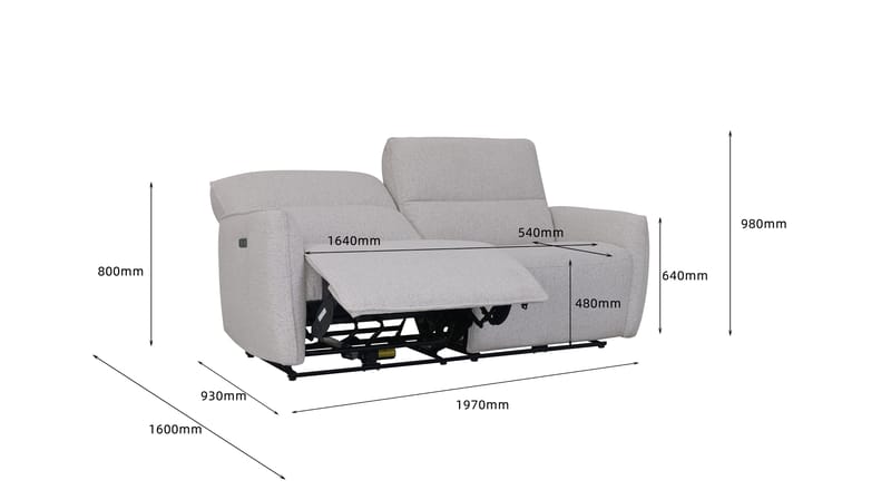 Reclinersoffa 3-sits - Ljus bouclè - Eldriven - Ljusgrå - Möbler - Soffa - Biosoffa & reclinersoffa