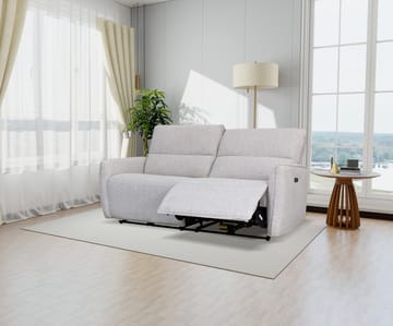 Reclinersoffa 3-sits - Ljus bouclè - Eldriven - Ljusgrå - Möbler - Soffa - Biosoffa & reclinersoffa - 2 sits biosoffa & reclinersoffa