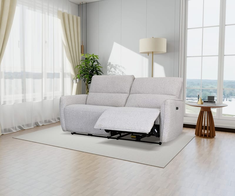 Reclinersoffa 3-sits - Ljus bouclè - Eldriven - Ljusgrå - Möbler - Soffa - Biosoffa & reclinersoffa