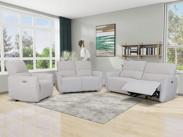Reclinersoffa 3-sits - Ljus bouclè - Eldriven - Ljusgrå - Möbler - Soffa - Biosoffa & reclinersoffa - 2 sits biosoffa & reclinersoffa