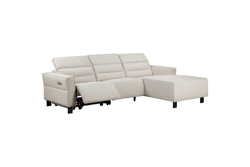 Reclinersoffa med hörn Loft24 Carpari Reclinersoffa 3-sits White Right-faced Belfast fabric - Möbler - Soffa - Biosoffa & reclinersoffa