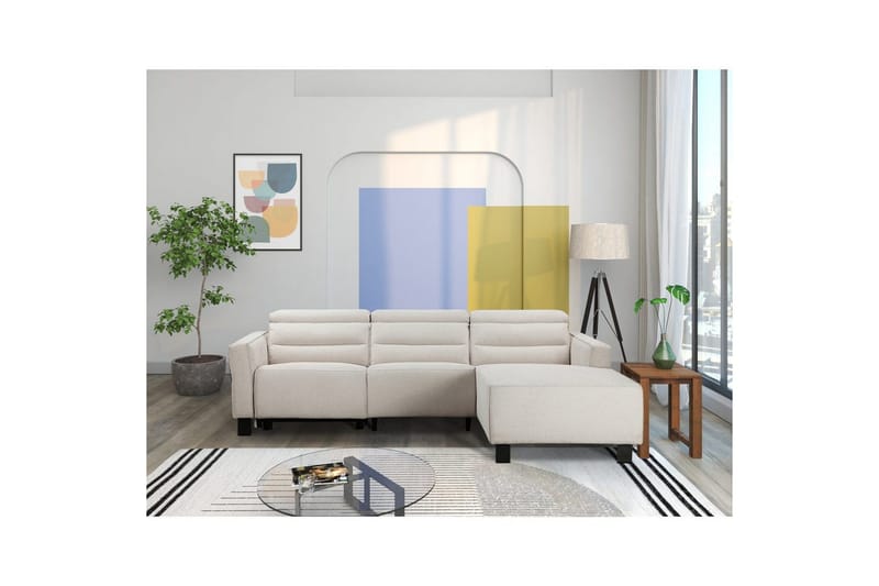 Reclinersoffa med hörn Loft24 Carpari Reclinersoffa 3-sits White Right-faced Belfast fabric - Möbler - Soffa - Biosoffa & reclinersoffa