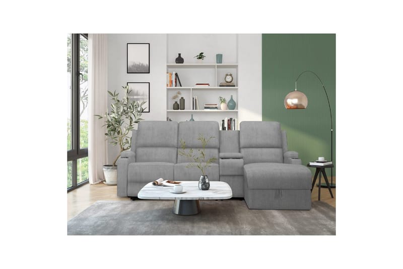 Reclinersoffa med hörn Loft24 Dallas Reclinersoffa 3-sits Grå Höger - Möbler - Soffa - Biosoffa & reclinersoffa
