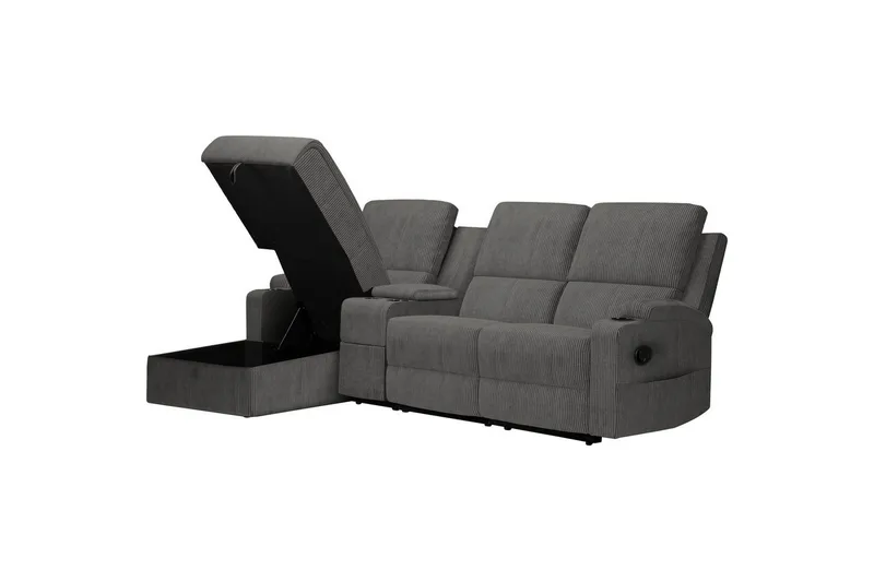 Reclinersoffa med hörn Loft24 Dallas Reclinersoffa 3-sits Grå Vänster - Möbler - Soffa - Biosoffa & reclinersoffa
