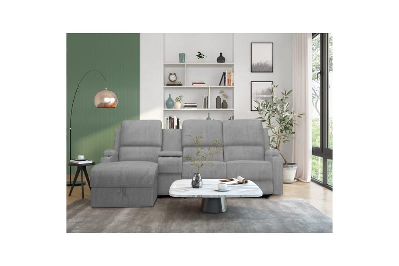 Reclinersoffa med hörn Loft24 Dallas Reclinersoffa 3-sits Grey Left-faced - Möbler - Soffa - Biosoffa & reclinersoffa