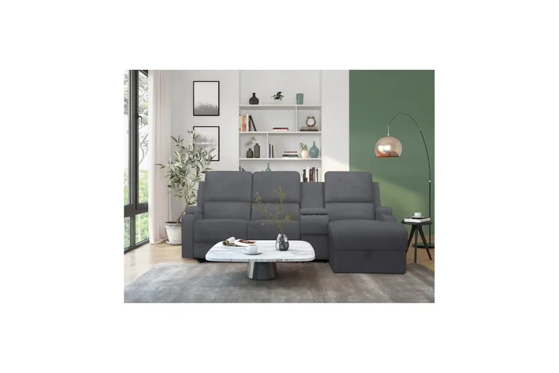 Reclinersoffa med hörn Loft24 Dallas Reclinersoffa 3-sits Grey Right-faced - Möbler - Soffa - Biosoffa & reclinersoffa