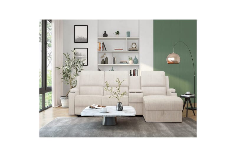 Reclinersoffa med hörn Loft24 Dallas Reclinersoffa 3-sits Vit Höger - Möbler - Soffa - Biosoffa & reclinersoffa