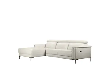 Reclinersoffa med hörn Loft24 Hörnsoffa 3-sits Lund Cream White Vänster