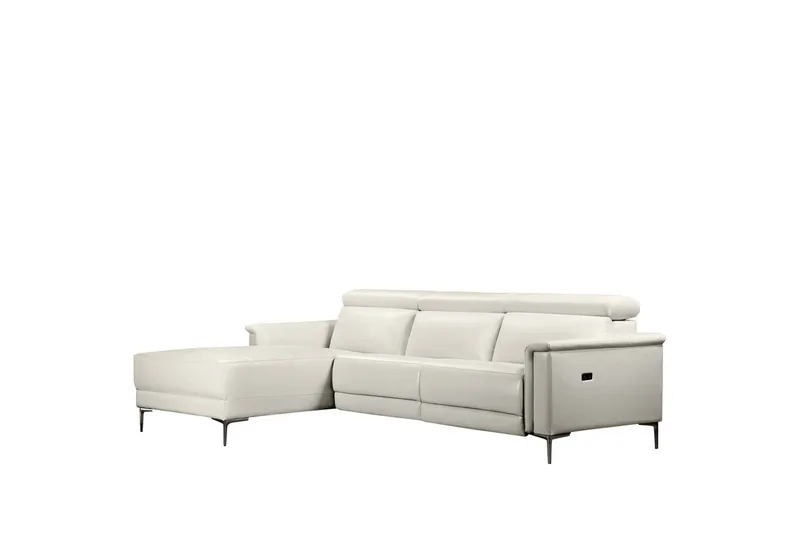 Reclinersoffa med hörn Loft24 Hörnsoffa 3-sits Lund Cream White Vänster - Möbler - Soffa - Skinnsoffor