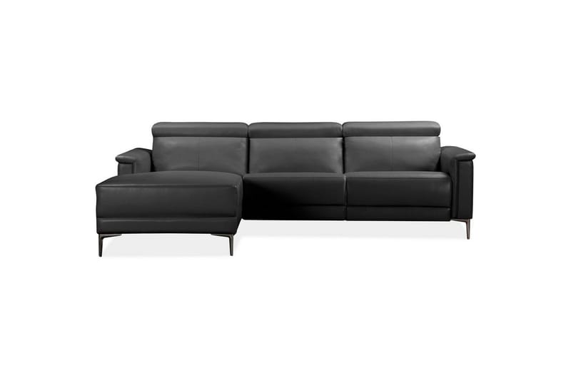 Reclinersoffa med hörn Loft24 Hörnsoffa 3-sits Lund Svart, PU, Vänster Manuell Fåtölj Svart Vänster - Möbler - Soffa - Skinnsoffor