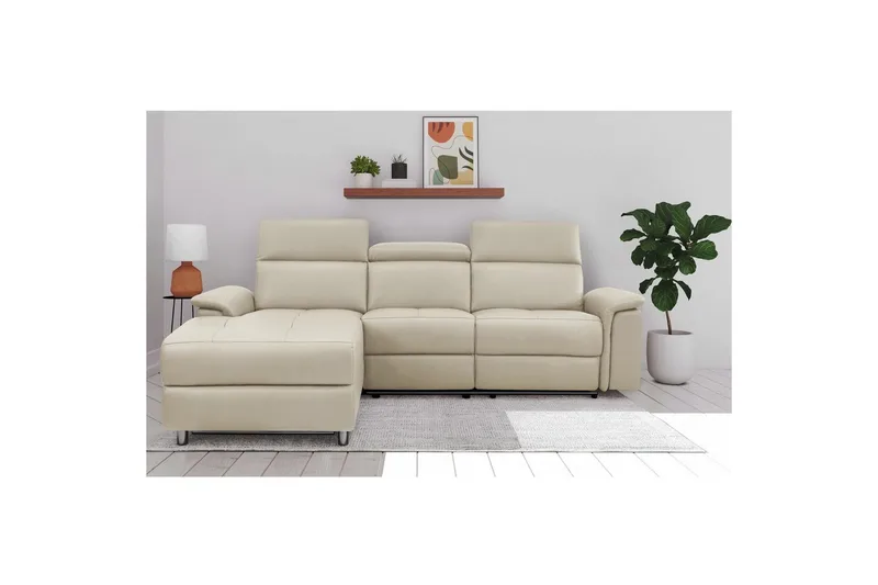 Reclinersoffa med hörn Loft24 Hörnsoffa 3-sits Pareli Vit Vänster - Möbler - Soffa - Biosoffa & reclinersoffa