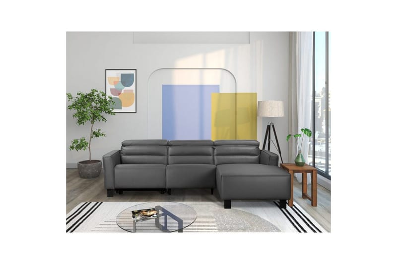 Reclinersoffa med hörn Loft24 Hörnsoffa Loft24 Carpari med elektrisk vilstol Grey Right-faced Belfast fabric - Möbler - Soffa - Biosoffa & reclinersoffa