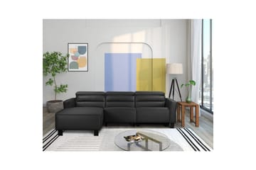 Reclinersoffa med hörn Loft24 Hörnsoffa Loft24 Carpari med manuell recliner Black Left-faced Belfast fabric - Möbler - Soffa - Skinnsoffor