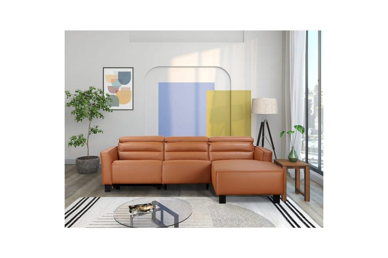 Reclinersoffa med hörn Loft24 Hörnsoffa Loft24 Carpari med manuell recliner Brown Right-faced Artificial leather - Möbler - Soffa - Biosoffa & reclinersoffa