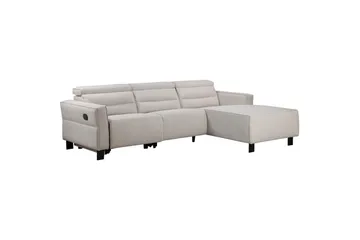 Reclinersoffa med hörn Loft24 Hörnsoffa Loft24 Carpari med manuell recliner White Right-faced Belfast fabric - Möbler - Soffa - Biosoffa & reclinersoffa