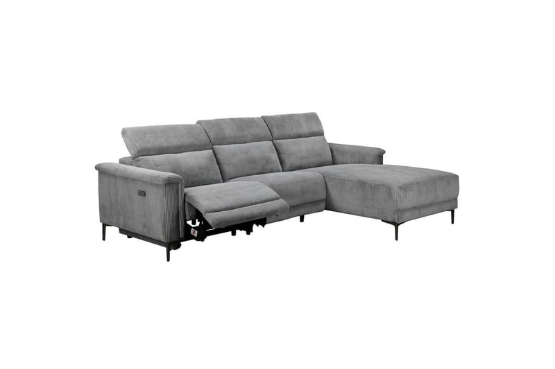 Reclinersoffa med hörn Loft24 Hörnsoffa Loft24 Lund med elektrisk recliner Grey Right-faced - Möbler - Soffa - Biosoffa & reclinersoffa