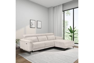 Reclinersoffa med hörn Loft24 Hörnsoffa Loft24 Lund med elektrisk recliner White Right-faced - Möbler - Soffa - Biosoffa & reclinersoffa