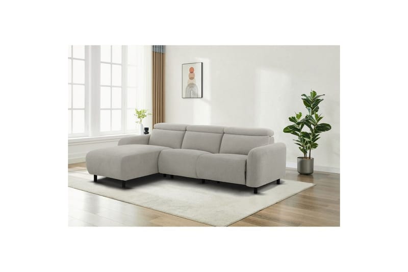 Reclinersoffa med hörn Loft24 Hörnsoffa Loft24 Skaane med elektrisk vilstol Grey1 Left-faced Manchester - Möbler - Soffa - Biosoffa & reclinersoffa