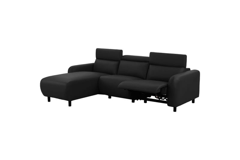 Reclinersoffa med hörn Loft24 Skaane Reclinersoffa 3-sits Black Artificial leather - Möbler - Soffa - Biosoffa & reclinersoffa
