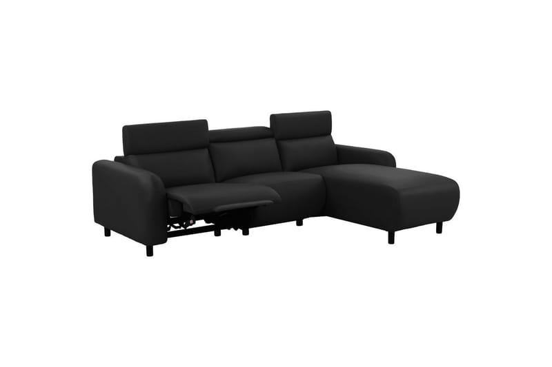 Reclinersoffa med hörn Loft24 Skaane Reclinersoffa 3-sits Black Right-faced Artificial leather - Möbler - Soffa - Biosoffa & reclinersoffa