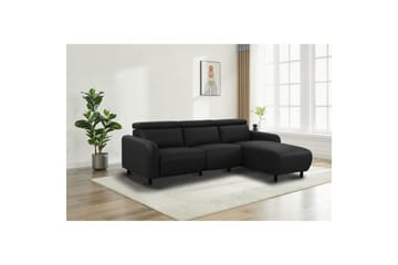 Reclinersoffa med hörn Loft24 Skaane Reclinersoffa 3-sits Black Right-faced Artificial leather - Möbler - Soffa - Skinnsoffor