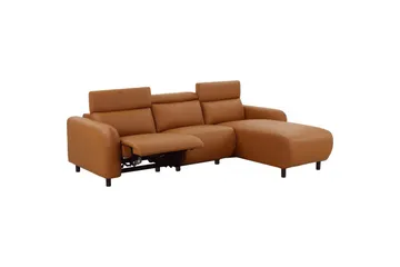 Reclinersoffa med hörn Loft24 Skaane Reclinersoffa 3-sits Brown Artificial leather - Möbler - Soffa - Skinnsoffor