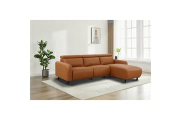Reclinersoffa med hörn Loft24 Skaane Reclinersoffa 3-sits Brown Artificial leather - Möbler - Soffa - Skinnsoffor