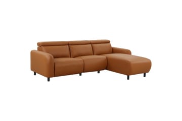Reclinersoffa med hörn Loft24 Skaane Reclinersoffa 3-sits Brown Artificial leather - Möbler - Soffa - Skinnsoffor