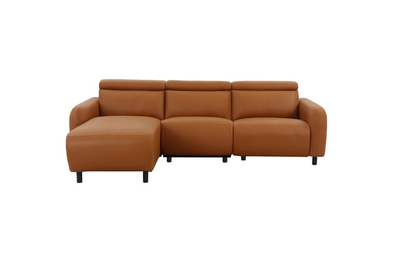 Reclinersoffa med hörn Loft24 Skaane Reclinersoffa 3-sits Brown Left-faced Artificial leather - Möbler - Soffa - Skinnsoffor