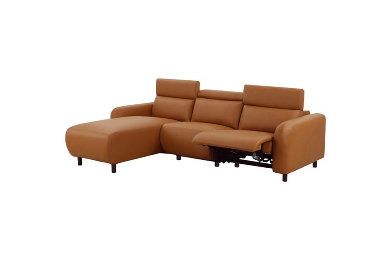 Reclinersoffa med hörn Loft24 Skaane Reclinersoffa 3-sits Brun Konstläder - Möbler - Soffa - Skinnsoffor