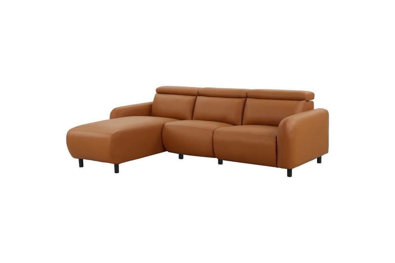 Reclinersoffa med hörn Loft24 Skaane Reclinersoffa 3-sits Brun Konstläder - Möbler - Soffa - Skinnsoffor