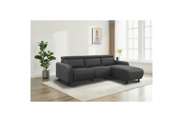 Reclinersoffa med hörn Loft24 Skaane Reclinersoffa 3-sits Grå Höger Konstläder - Möbler - Soffa - Skinnsoffor